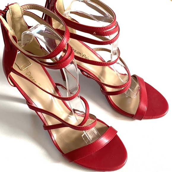 DREAM PAIRS Womens Open Toe Ankle Strappy Back Zipper Heeled Sandals, Size 9 1/2 - Picture 3 of 14